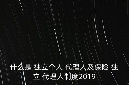 什么是 獨(dú)立個(gè)人 代理人及保險(xiǎn) 獨(dú)立 代理人制度2019