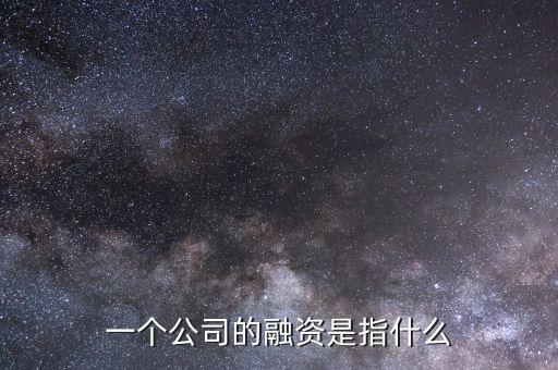 一個公司的融資是指什么