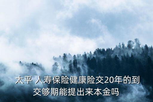  太平 人壽保險(xiǎn)健康險(xiǎn)交20年的到交夠期能提出來(lái)本金嗎