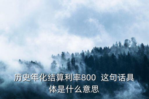 年化結(jié)算利率是什么，歷史年化結(jié)算利率800  這句話具體是什么意思