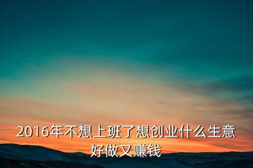 2016年什么生意好做賺錢，2016年不想上班了想創(chuàng)業(yè)什么生意好做又賺錢