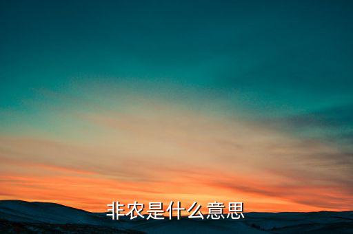 大非農(nóng)是什么意思，非農(nóng)是什么意思