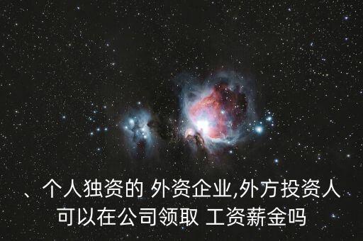 、個(gè)人獨(dú)資的 外資企業(yè),外方投資人可以在公司領(lǐng)取 工資薪金嗎