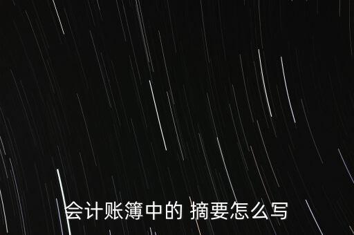 會(huì)計(jì)賬簿中的 摘要怎么寫