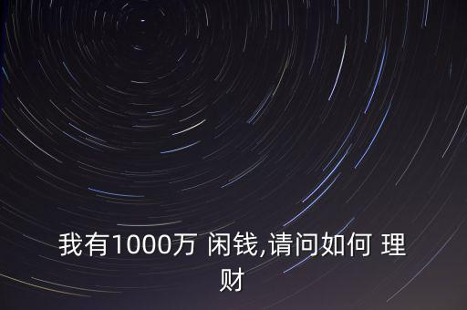 我有1000萬 閑錢,請(qǐng)問如何 理財(cái)