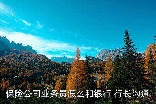 保險(xiǎn)公司業(yè)務(wù)員怎么和銀行 行長(zhǎng)溝通