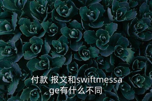  付款 報(bào)文和swiftmessage有什么不同