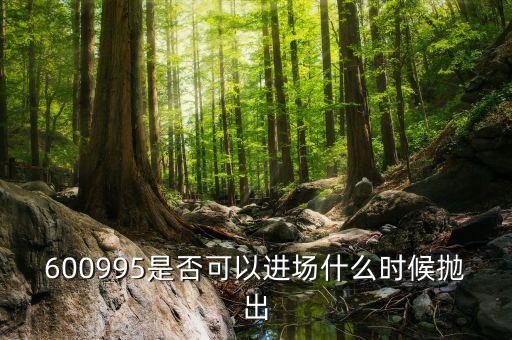 600995是否可以進(jìn)場什么時候拋出