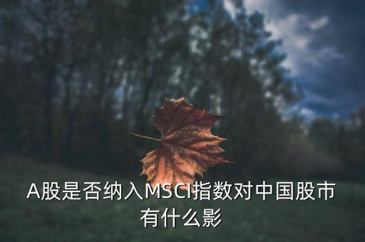 加入明晟指數(shù)有什么用，中國A股納入明晟會有什么影響