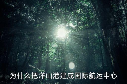 為什么建洋山港，上海為什么需要建設(shè)大小洋山港口