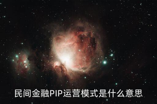 民間金融PIP運營模式是什么意思