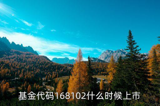 168101基金什么時(shí)候上市，基金代碼168102什么時(shí)候上巿