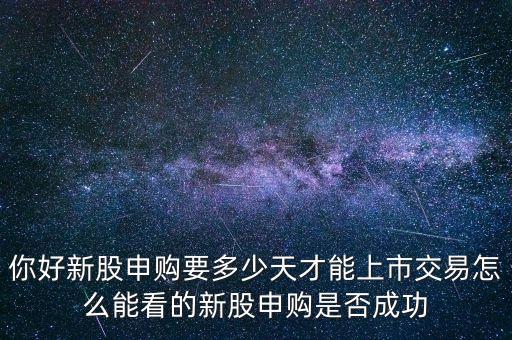 你好新股申購要多少天才能上市交易怎么能看的新股申購是否成功