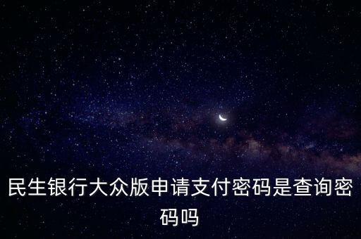 民生銀行大眾版申請(qǐng)支付密碼是查詢(xún)密碼嗎