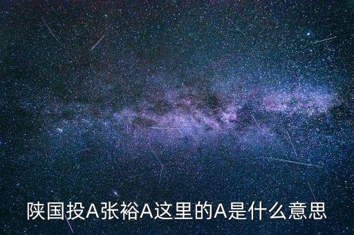 張?jiān)有什么可比公司，陜國投A張?jiān)這里的A是什么意思