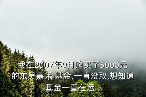 我在2007年9月購買了5000元的東吳嘉禾 基金,一直沒取,想知道 基金一直在運...