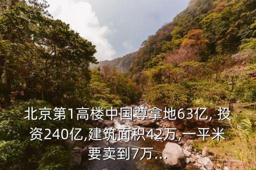 北京第1高樓中國(guó)尊拿地63億, 投資240億,建筑面積42萬,一平米要賣到7萬...