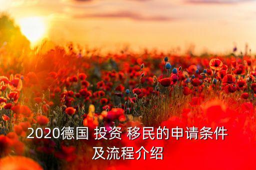 2020德國 投資 移民的申請條件及流程介紹