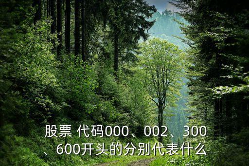  股票 代碼000、002、300、600開頭的分別代表什么