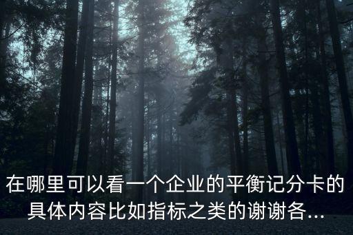 在哪里可以看一個企業(yè)的平衡記分卡的具體內(nèi)容比如指標(biāo)之類的謝謝各...