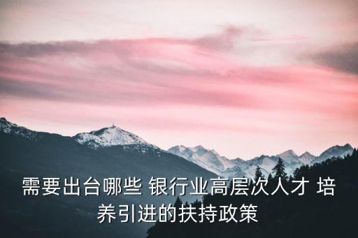 需要出臺哪些 銀行業(yè)高層次人才 培養(yǎng)引進(jìn)的扶持政策