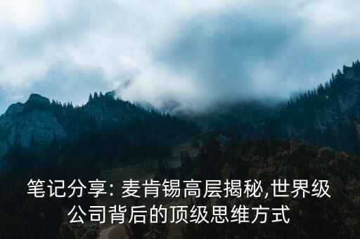 筆記分享: 麥肯錫高層揭秘,世界級公司背后的頂級思維方式