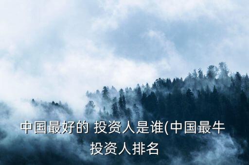 中國(guó)最好的 投資人是誰(中國(guó)最牛 投資人排名