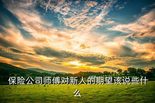  保險(xiǎn)公司師傅對新人的期望該說些什么