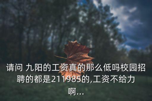 請(qǐng)問 九陽的工資真的那么低嗎校園招聘的都是211985的,工資不給力啊...