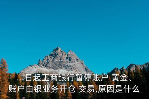 ...日起工商銀行暫停賬戶 黃金、賬戶白銀業(yè)務(wù)開(kāi)倉(cāng) 交易,原因是什么