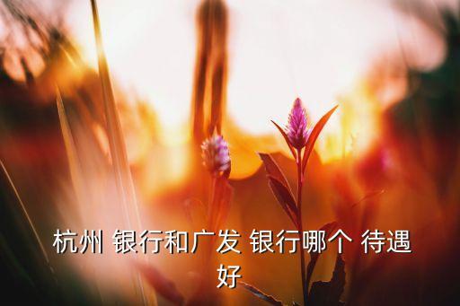  杭州 銀行和廣發(fā) 銀行哪個 待遇好