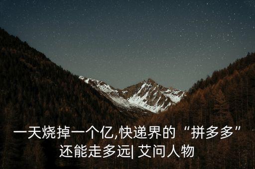 一天燒掉一個(gè)億,快遞界的“拼多多”還能走多遠(yuǎn)| 艾問人物