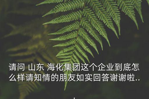 請問 山東 ?；瘓F這個企業(yè)到底怎么樣請知情的朋友如實回答謝謝啦...