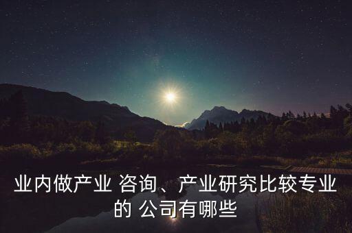 業(yè)內(nèi)做產(chǎn)業(yè) 咨詢、產(chǎn)業(yè)研究比較專業(yè)的 公司有哪些