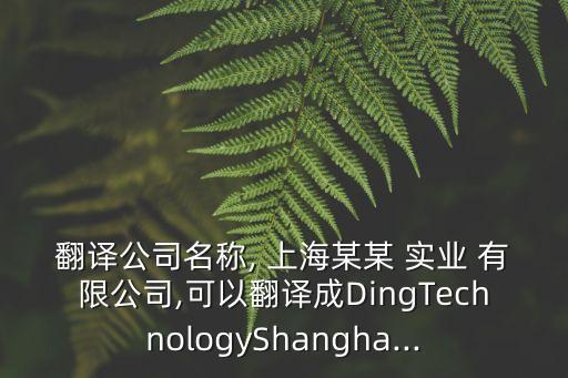 翻譯公司名稱, 上海某某 實(shí)業(yè) 有限公司,可以翻譯成DingTechnologyShangha...