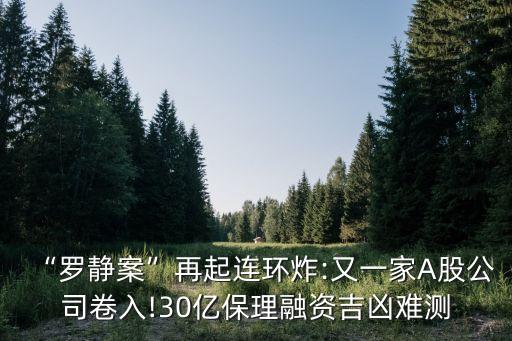 “羅靜案”再起連環(huán)炸:又一家A股公司卷入!30億保理融資吉兇難測(cè)