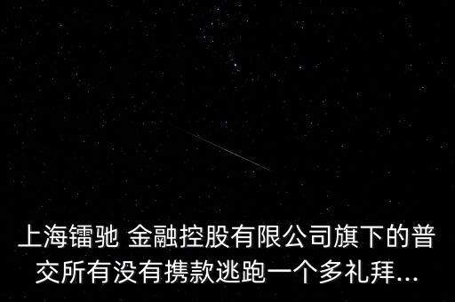 上海鐳馳 金融控股有限公司旗下的普交所有沒有攜款逃跑一個多禮拜...