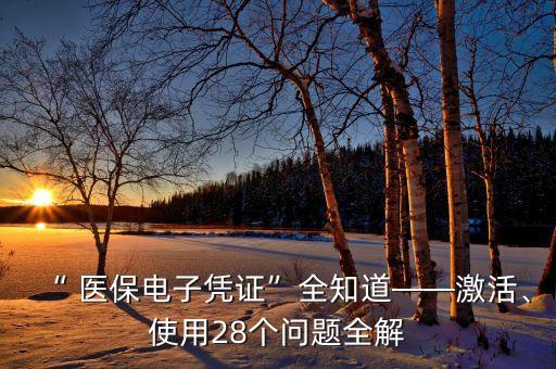 “ 醫(yī)保電子憑證”全知道——激活、使用28個(gè)問(wèn)題全解