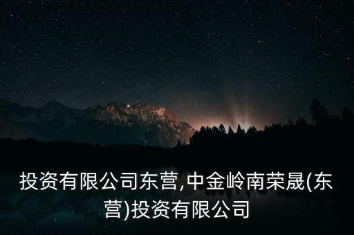 梧桐投資有限公司東營(yíng),中金嶺南榮晟(東營(yíng))投資有限公司