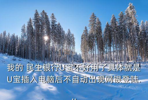 我的 民生銀行U寶不好用了具體就是U寶插入電腦后不自動出現(xiàn)網(wǎng)銀登陸...