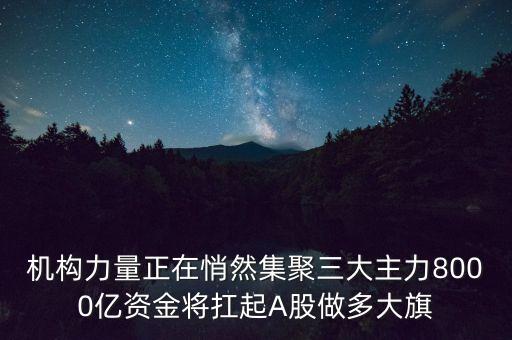 機構(gòu)力量正在悄然集聚三大主力8000億資金將扛起A股做多大旗