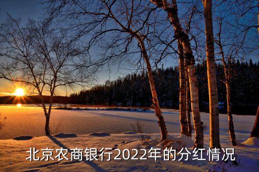  北京農商銀行2022年的分紅情況