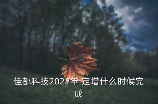 佳都科技2022年 定增什么時(shí)候完成