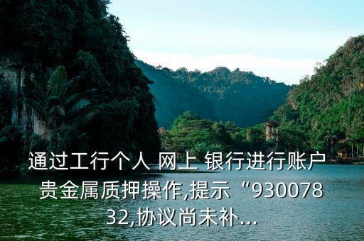 通過工行個人 網(wǎng)上 銀行進行賬戶 貴金屬質(zhì)押操作,提示“93007832,協(xié)議尚未補...