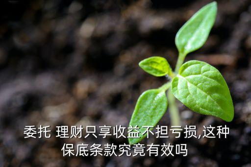  委托 理財(cái)只享收益不擔(dān)虧損,這種保底條款究竟有效嗎