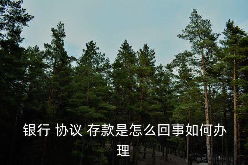  銀行 協(xié)議 存款是怎么回事如何辦理