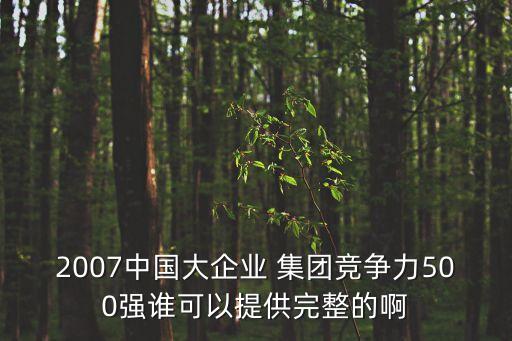 2007中國(guó)大企業(yè) 集團(tuán)競(jìng)爭(zhēng)力500強(qiáng)誰(shuí)可以提供完整的啊