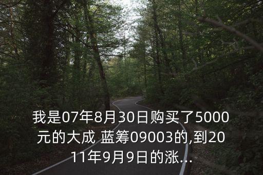 我是07年8月30日購買了5000元的大成 藍(lán)籌09003的,到2011年9月9日的漲...