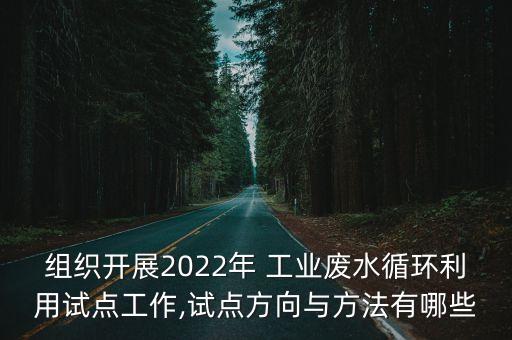 組織開展2022年 工業(yè)廢水循環(huán)利用試點工作,試點方向與方法有哪些