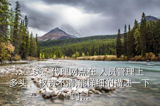 ...二類、代理網(wǎng)點在 人員管理上多頭、 權責不清,能詳細的描述一下嗎...